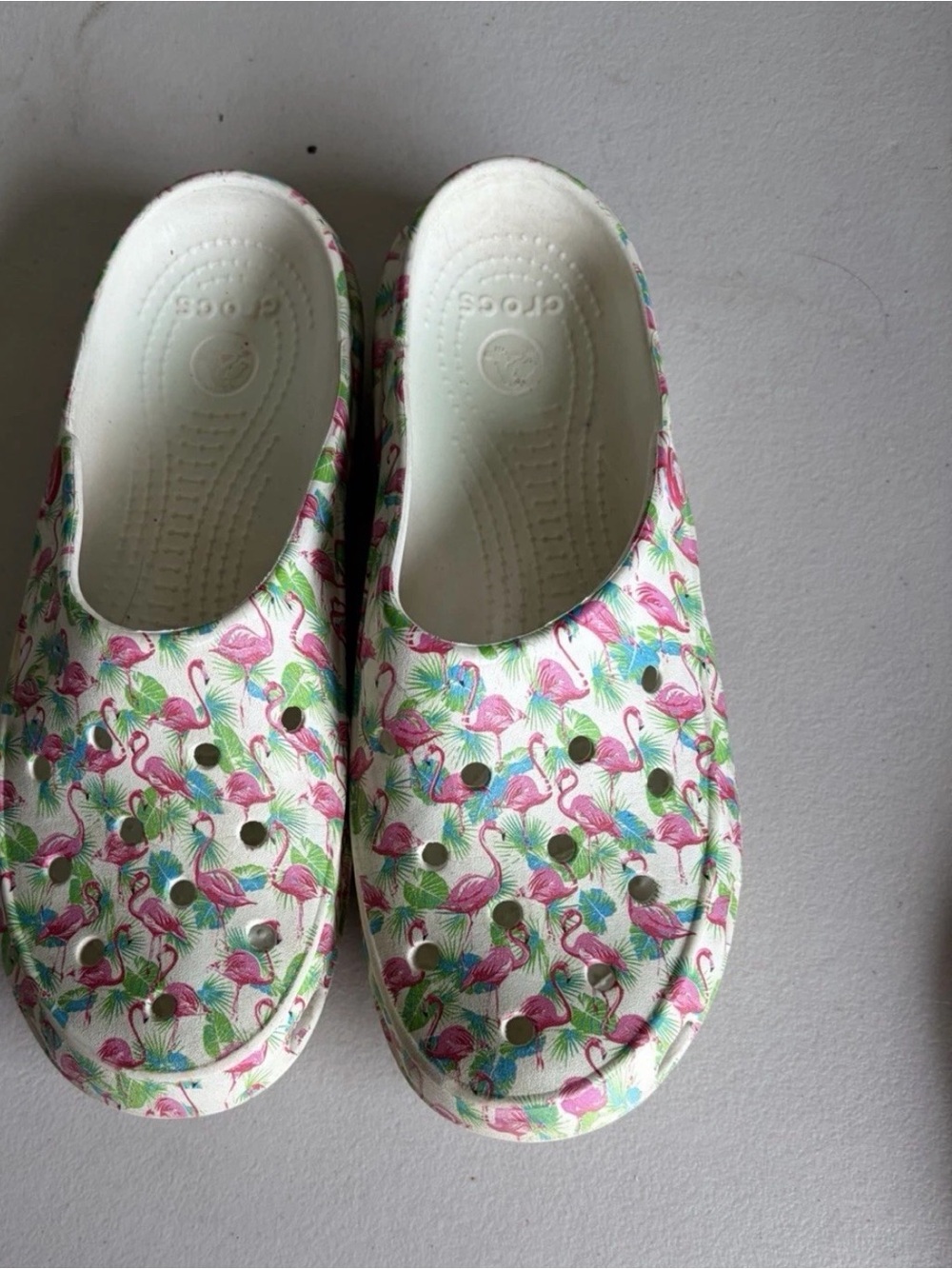 Crocs Flamingo Print Clogs - White/Pink W8
